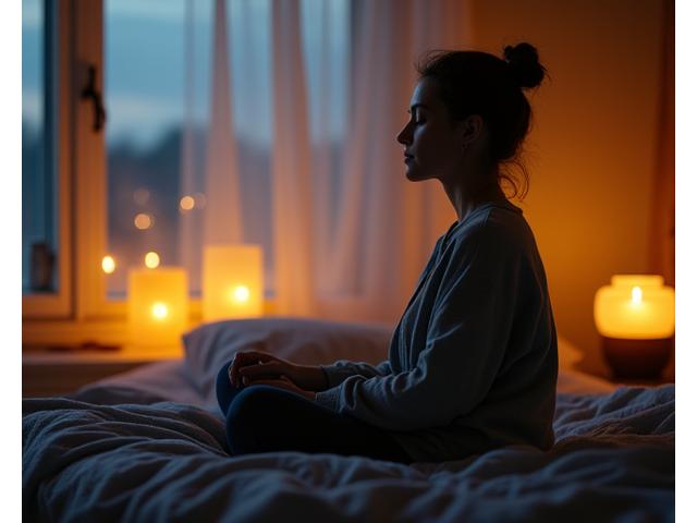 Osoba meditira uz sveće pred spavanje