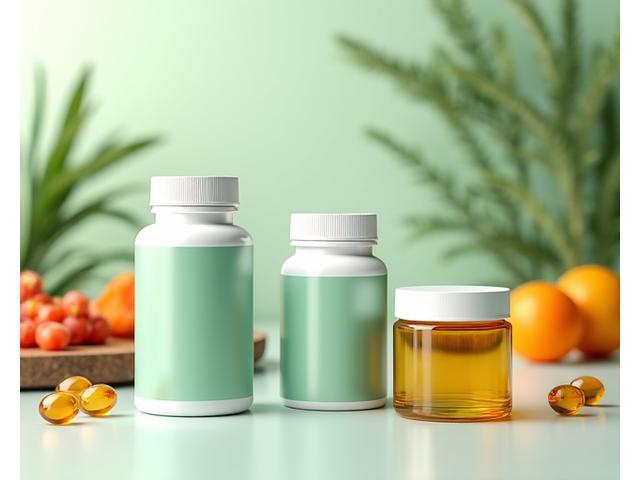 Različite bočice suplemenata i vitamina uredno poređane, sa prirodnim sastojcima poput bilja i bobičastog voća u pozadini, simbolizujući selektivan i informisan pristup suplementaciji.