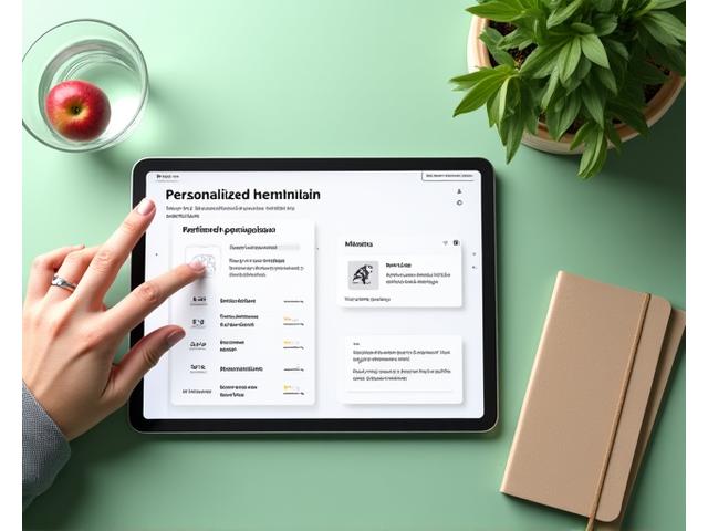 Otvoren tablet sa individualnim planom ishrane i vežbanja.