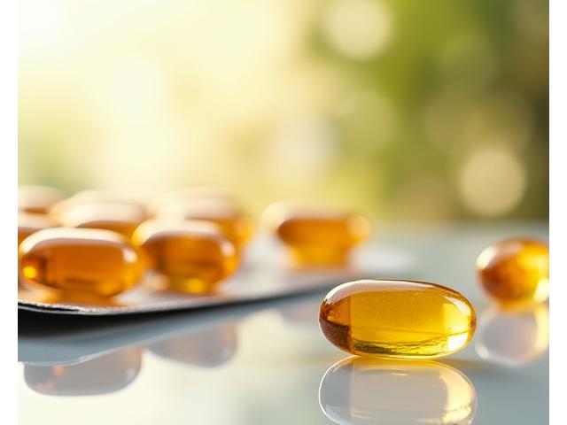 Pakovanje Omega-3 Forte kapsula sa ribljim uljem, blistavo osvetljeno.